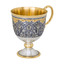 Серебряная чашка на ножке с позолотой и цветочным декором 40080085А06